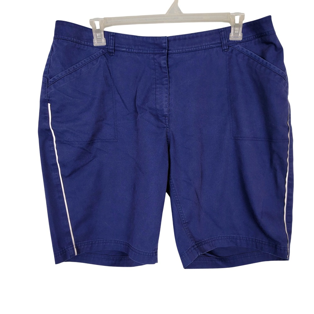Oobe Womens Navy Blue Stretch Twill Walking Shorts Size 16/10 Piping Detail